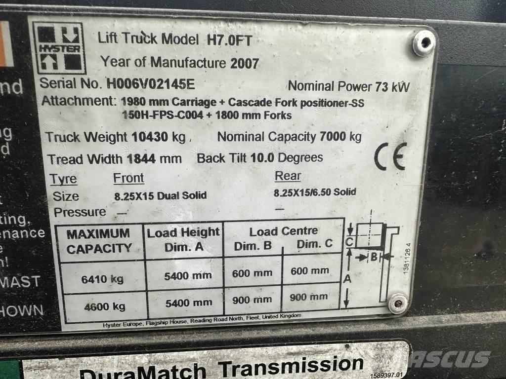 Hyster H7.0FT LPG'li forkliftler