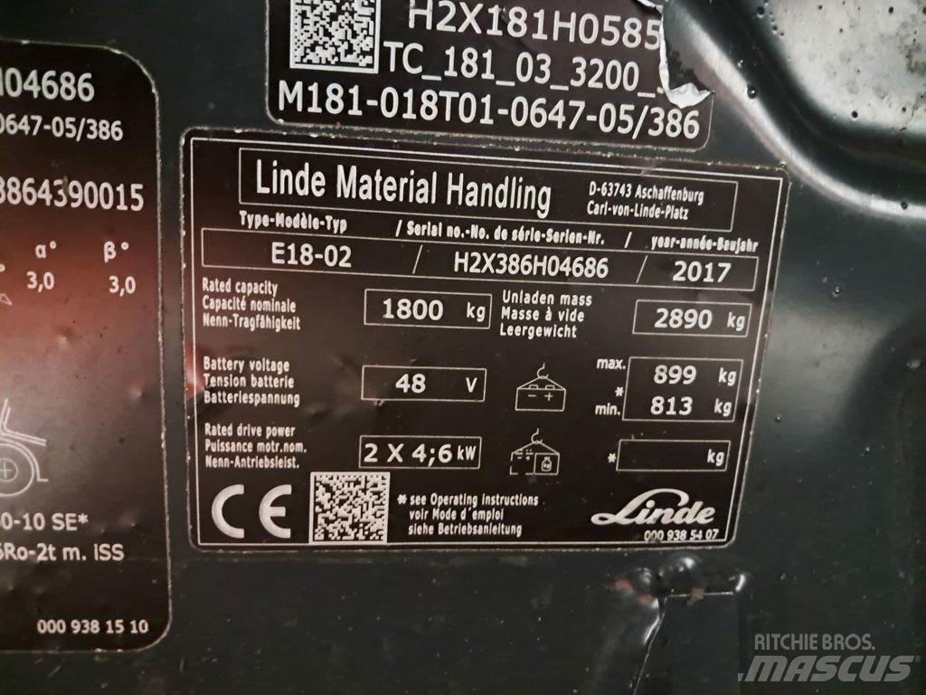 Linde E18-02 Elektrikli forkliftler