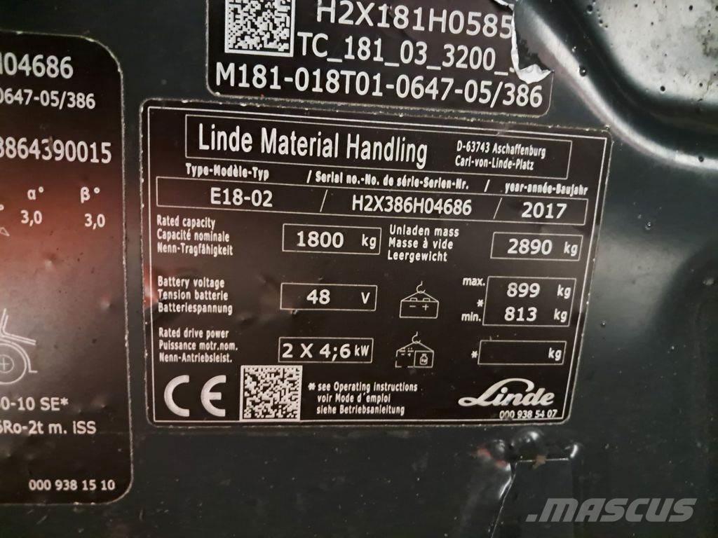 Linde E18-02 Elektrikli forkliftler
