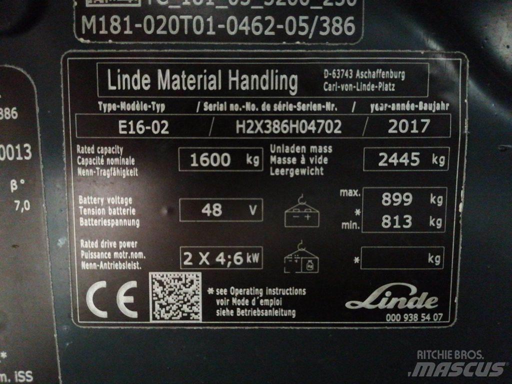 Linde E16-02 Elektrikli forkliftler