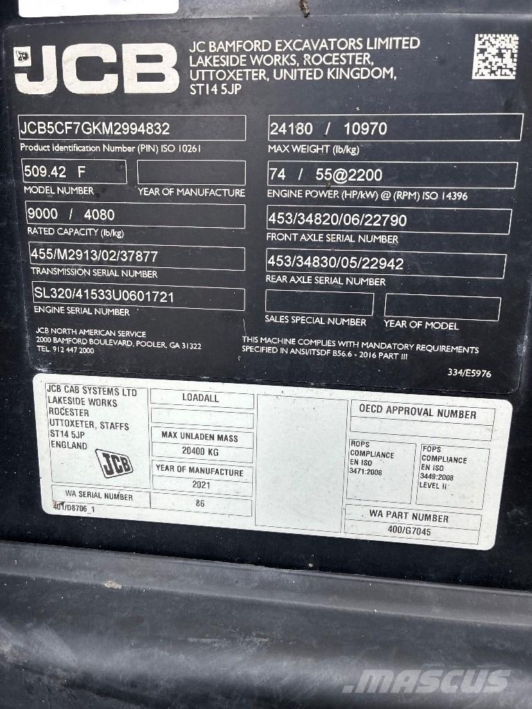 JCB 509-42 Teleskopik yükleyiciler