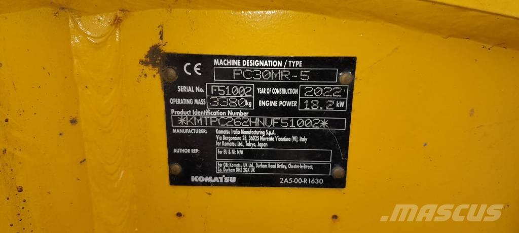 Komatsu PC30MR-5 Mini ekskavatörler, 7 tona dek