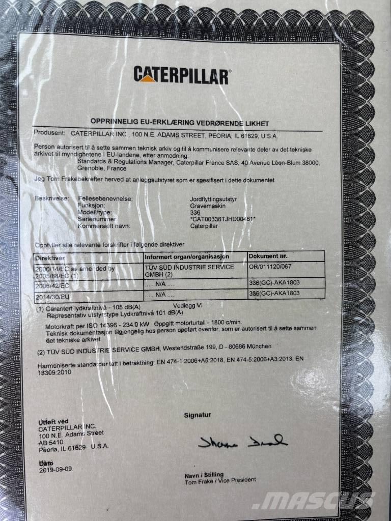 CAT 336 Paletli ekskavatörler