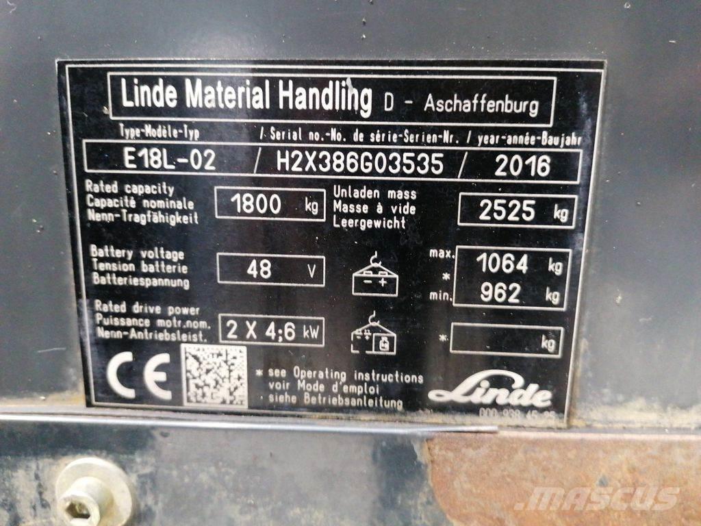 Linde E18L-02 Elektrikli forkliftler