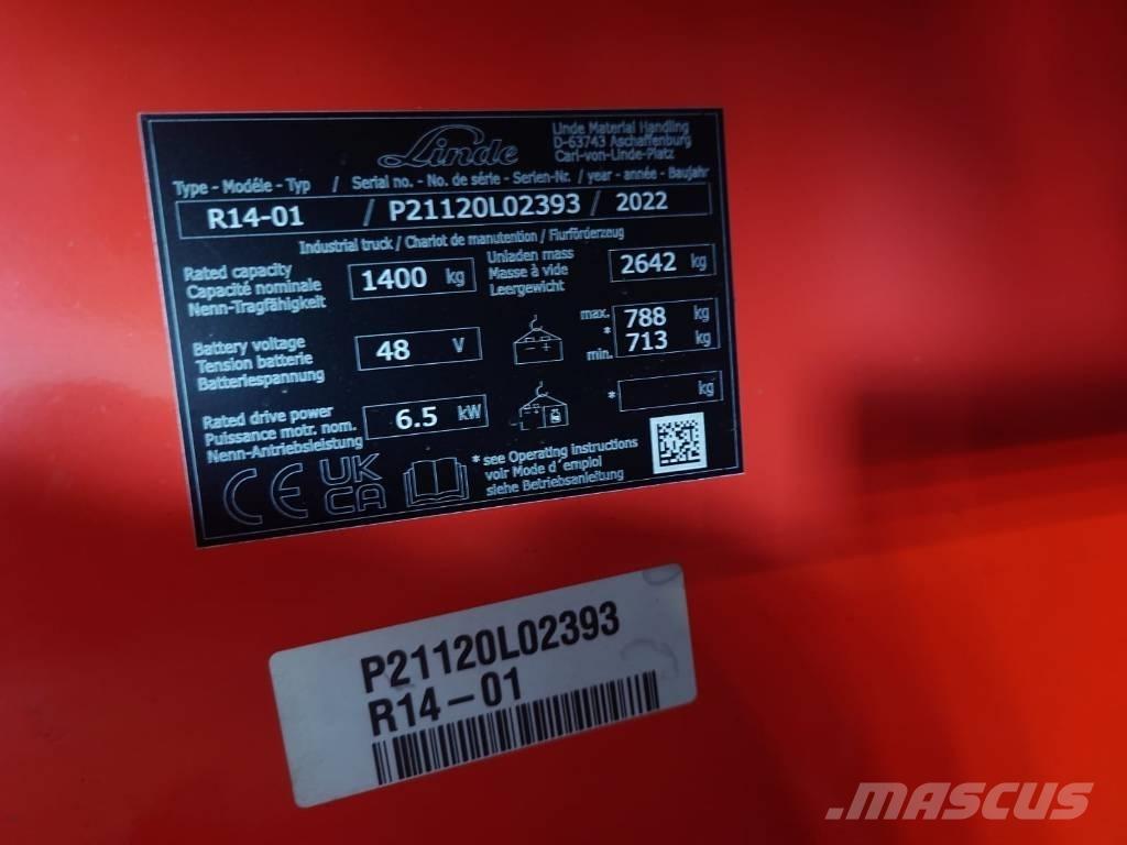Linde R14/1120 Reach truck - depo içi istif araçları