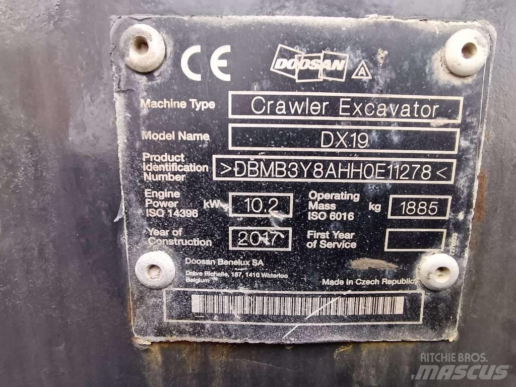 Doosan DX 19 Mini ekskavatörler, 7 tona dek