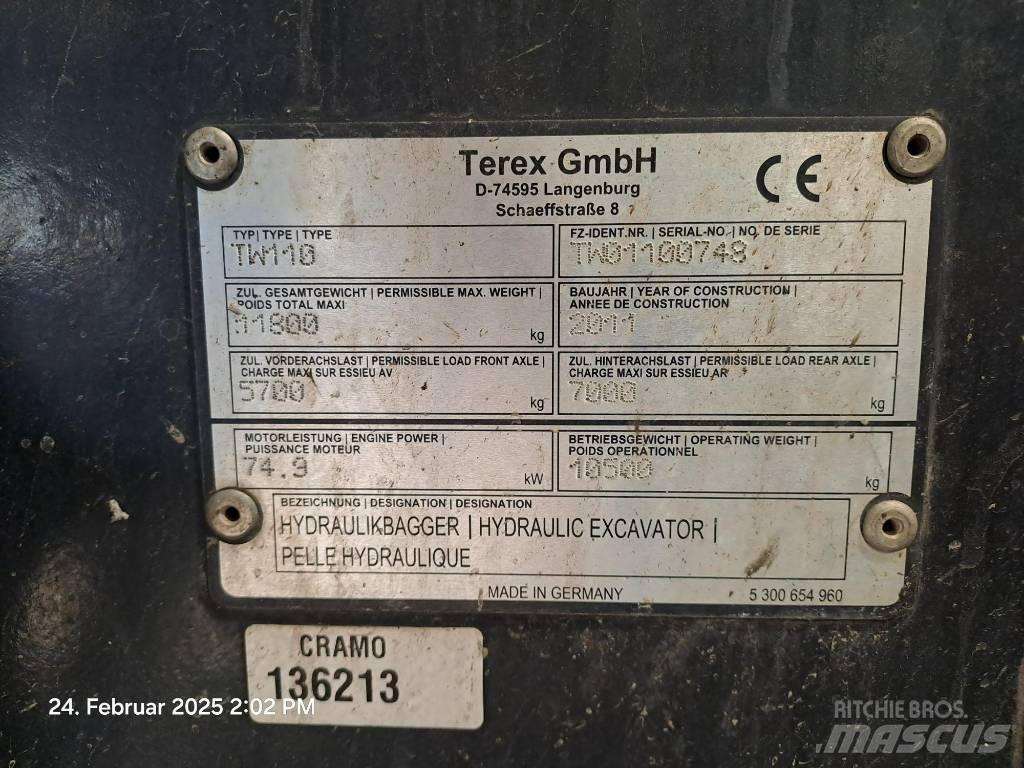 Terex TW 110 Lastik tekerli ekskavatörler