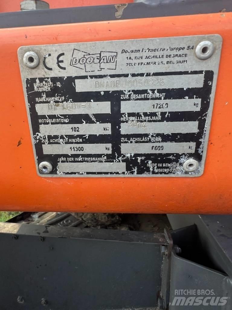 Doosan DX 160 W-3 Lastik tekerli ekskavatörler