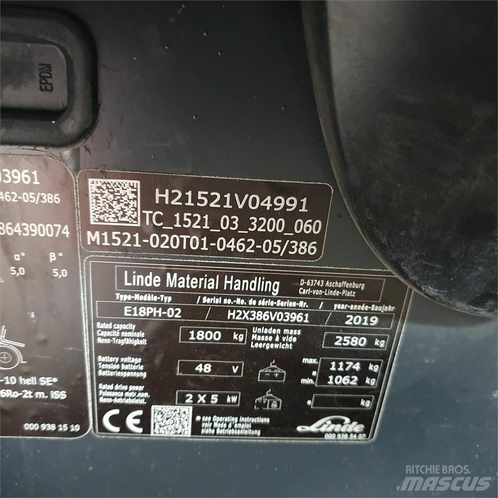 Linde E18PH Elektrikli forkliftler