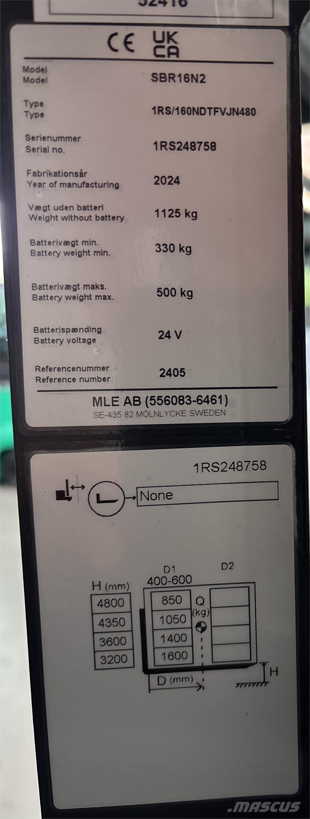 Mitsubishi SBR16N2 Akülü depo ekipmanları