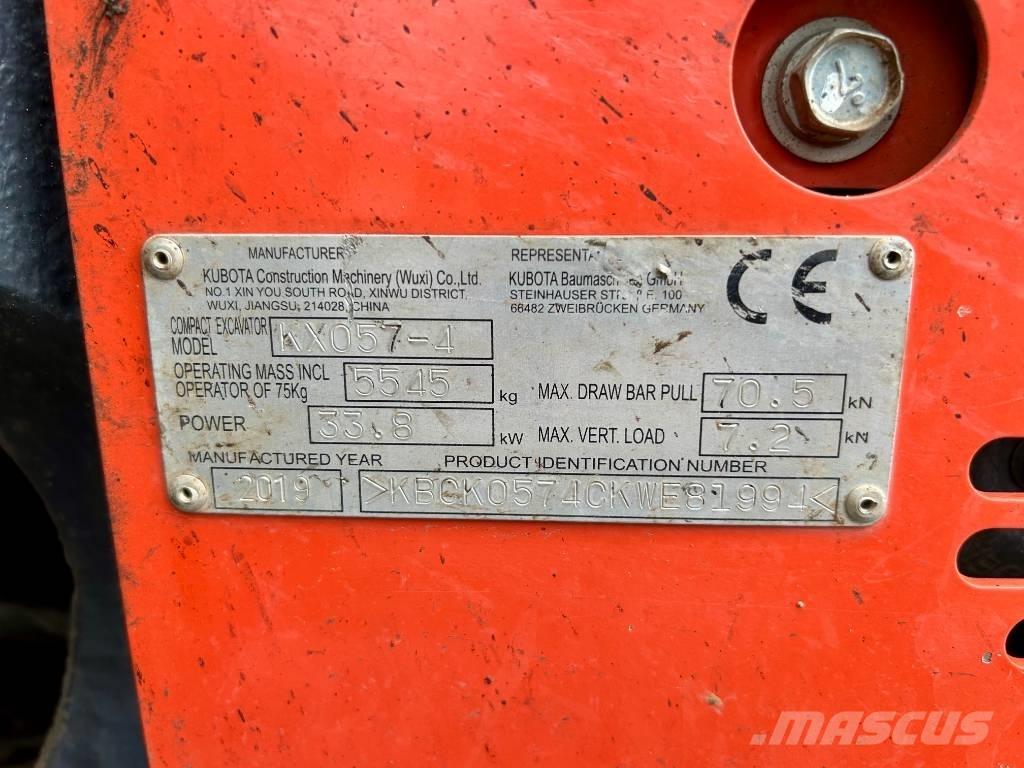 Kubota KX 057-4 Mini ekskavatörler, 7 tona dek