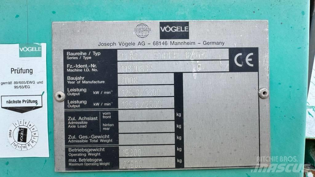 Vögele Super 1800-2 Asfalt sericiler
