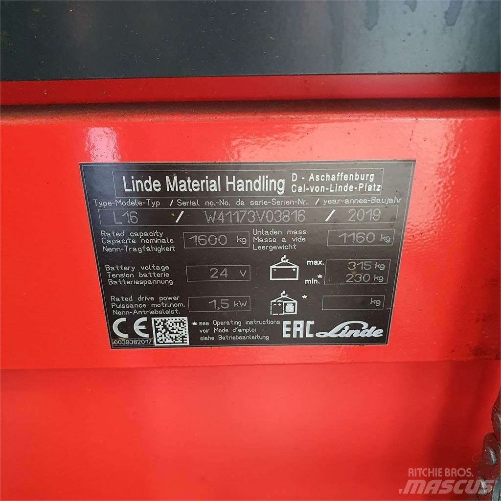 Linde L16i Yaya kumandali istif makinasi