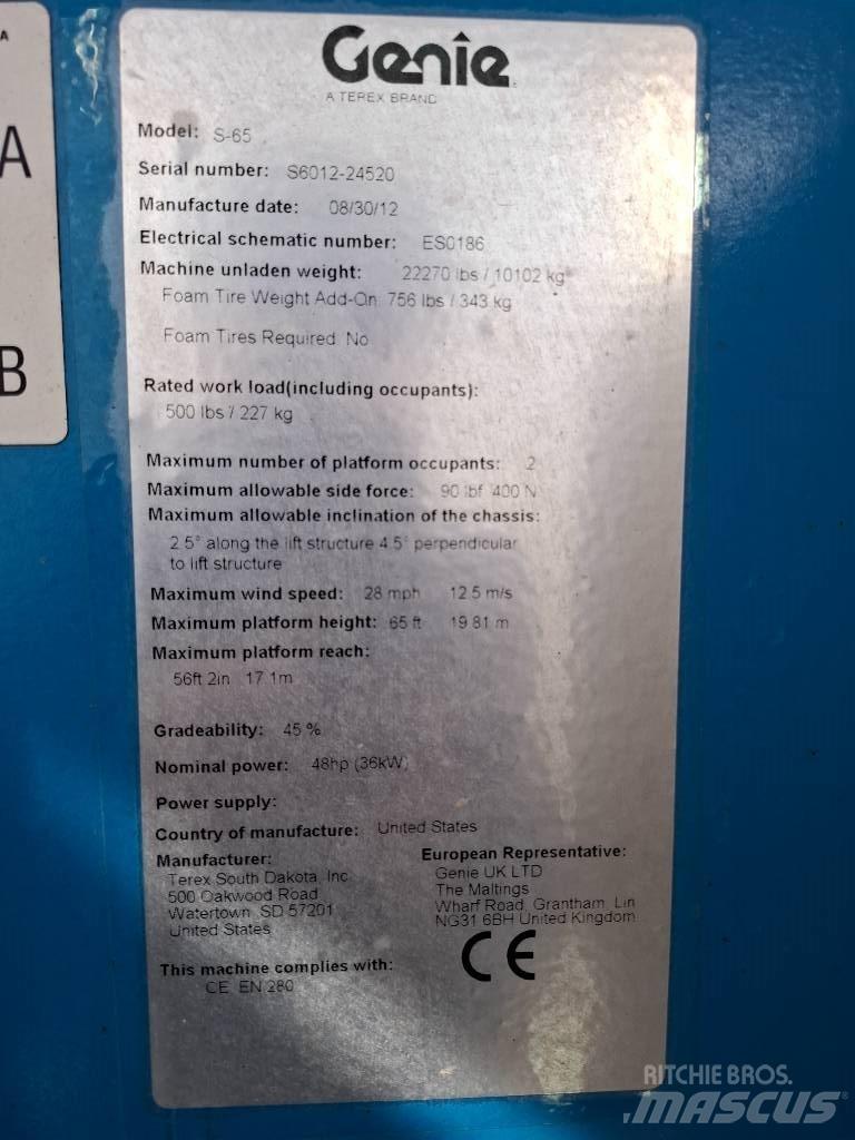 Genie S 65 Teleskopik personel platformları