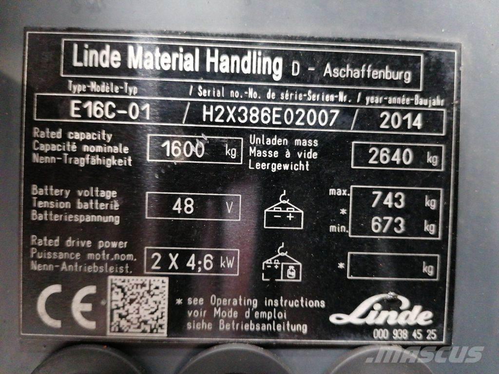 Linde E16C-01 Elektrikli forkliftler