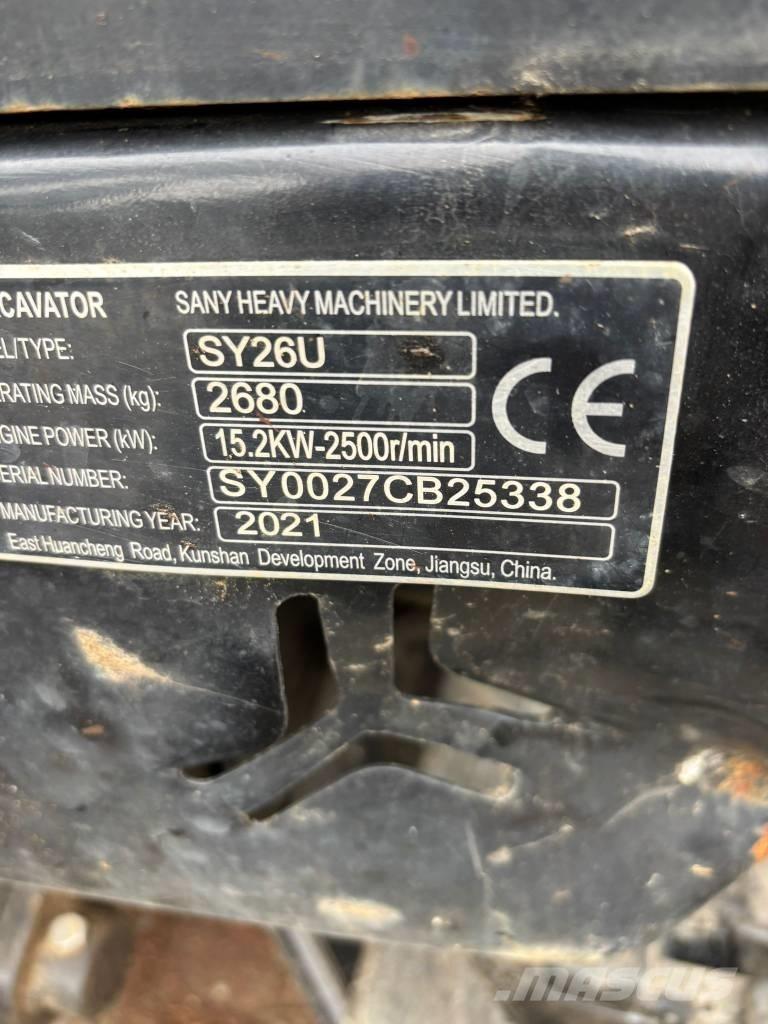 Sany SY 26 U Mini ekskavatörler, 7 tona dek