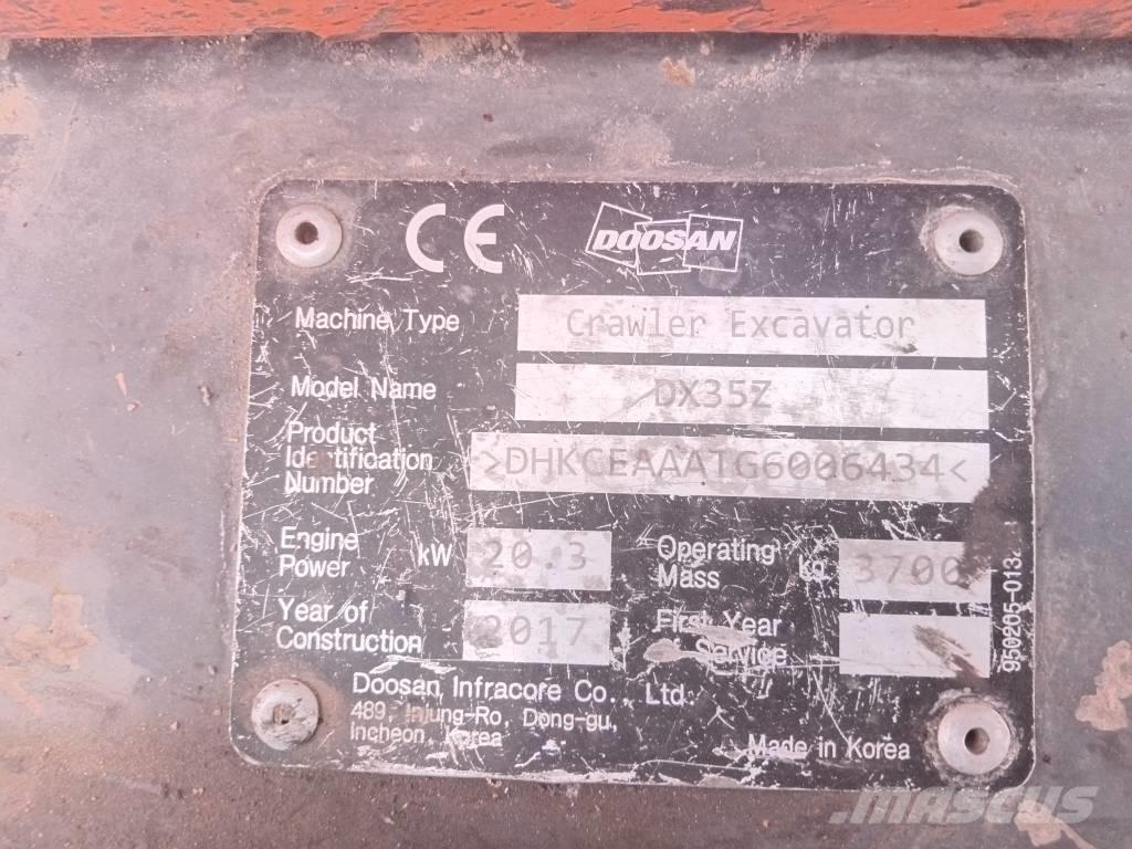 Doosan DX 35 Z Mini ekskavatörler, 7 tona dek