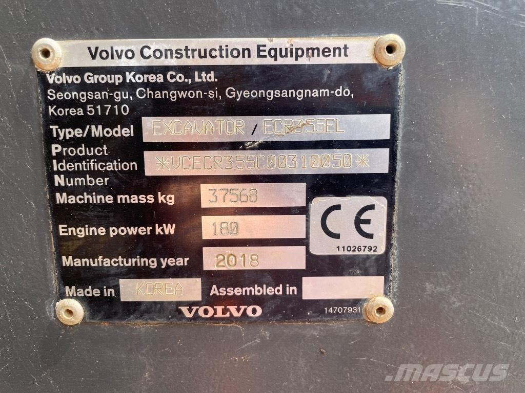 Volvo ECR 355 EL Paletli ekskavatörler