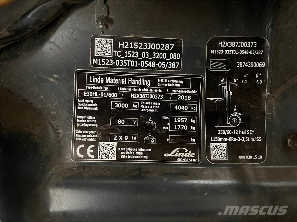 Linde E30/600HL Elektrikli forkliftler