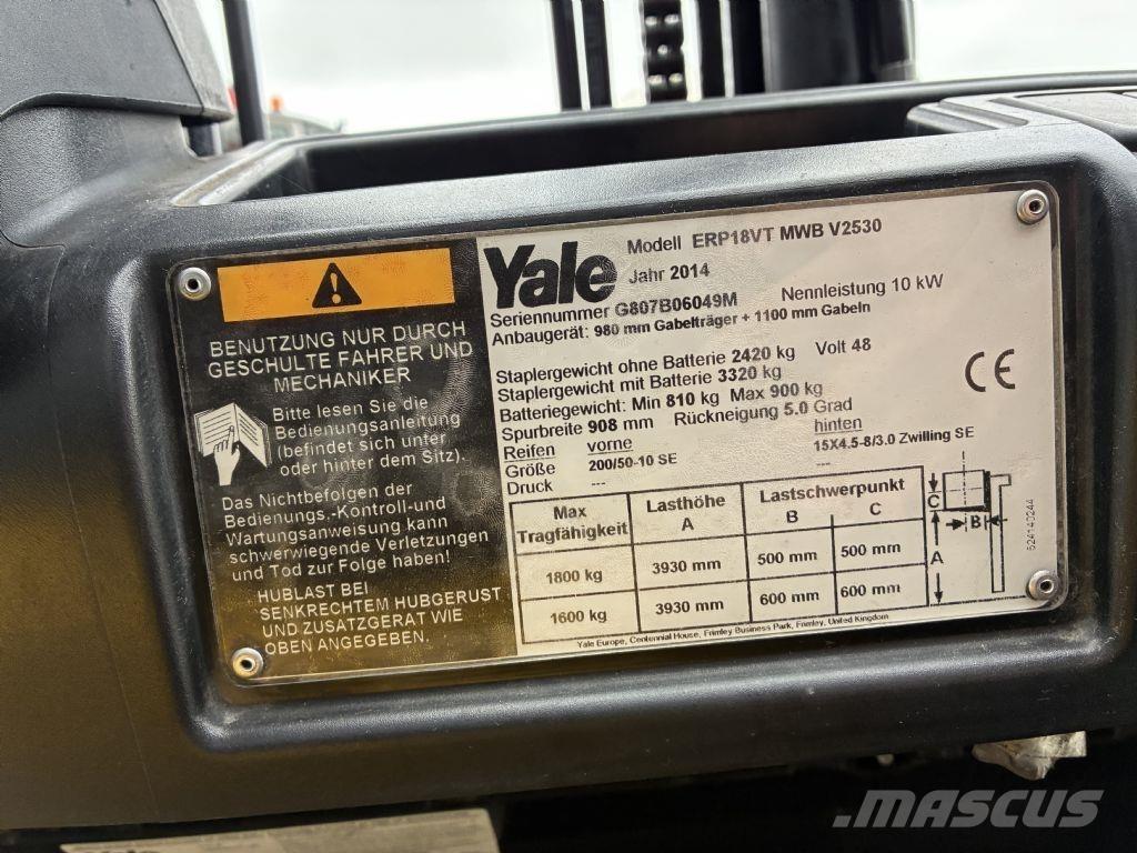 Yale ERP 18VT Elektrikli forkliftler