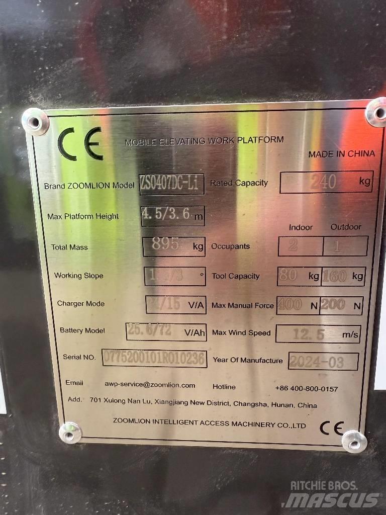 Zoomlion ZS0407DC-Li Makasli platformlar