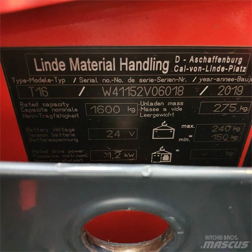 Linde T16 Li-Ion Düsük seviye kaldirici