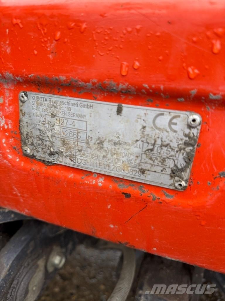 Kubota U 27-4 Mini ekskavatörler, 7 tona dek