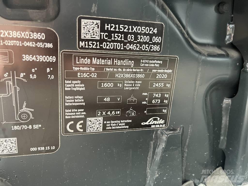 Linde E 16 C-02 Elektrikli forkliftler