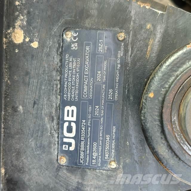 JCB 25Z-1 Mini ekskavatörler, 7 tona dek