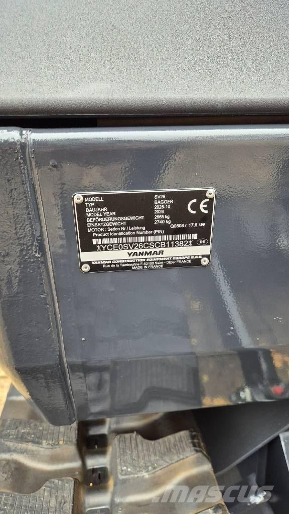 Yanmar SV26 Advance Mini ekskavatörler, 7 tona dek