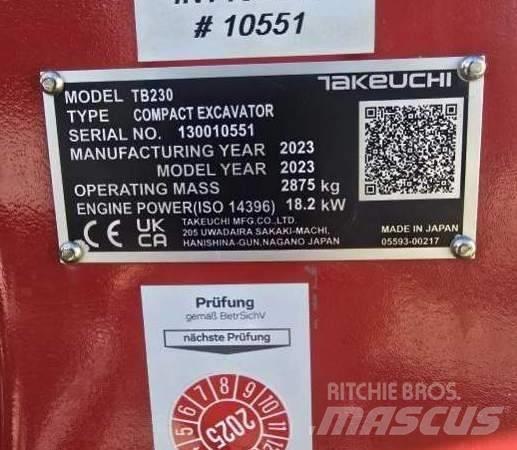 Takeuchi TB 230 Mini ekskavatörler, 7 tona dek