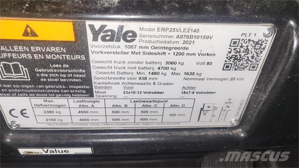 Yale ERP25VL 2021 Elektrikli forkliftler