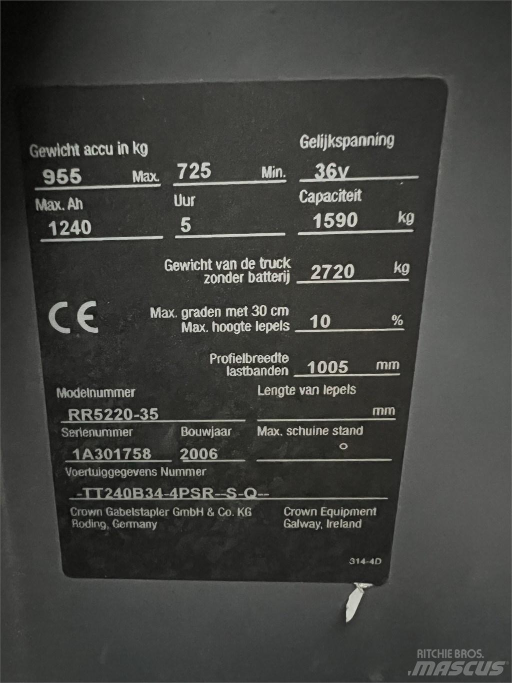 Crown RR 5220-35 Elektrikli forkliftler