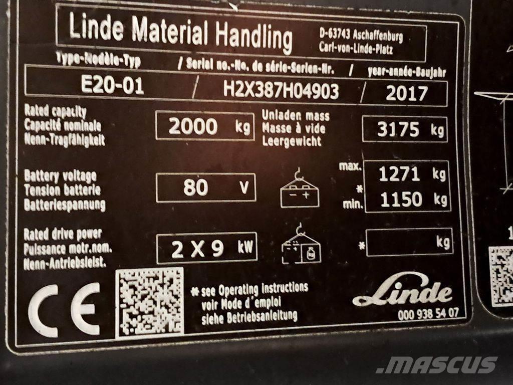 Linde E20-01 Elektrikli forkliftler