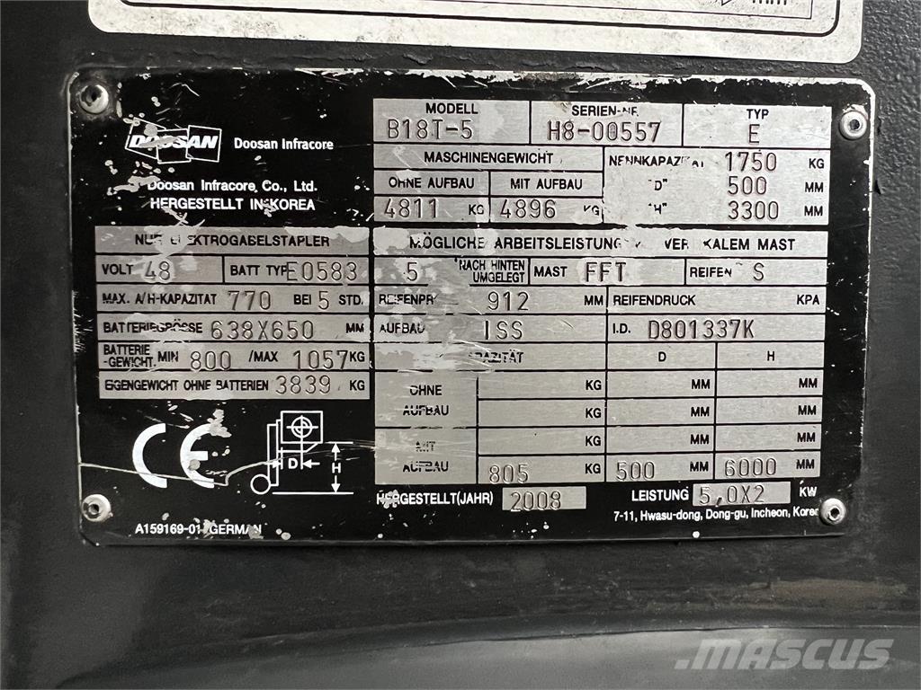 Doosan B18T-5 Elektrikli forkliftler