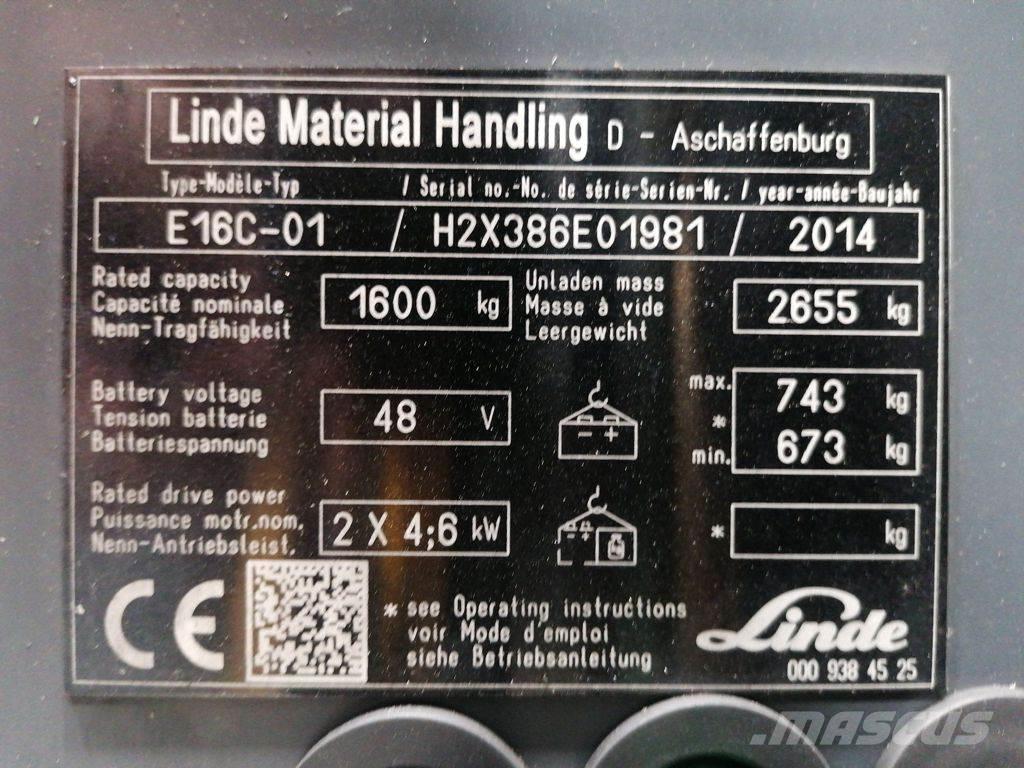Linde E16C-01 Elektrikli forkliftler