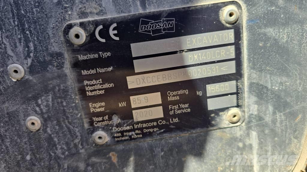Doosan DX140LCR-5 Paletli ekskavatörler