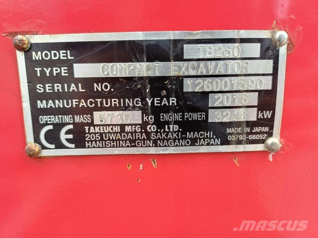 Takeuchi TB260 Mini ekskavatörler, 7 tona dek