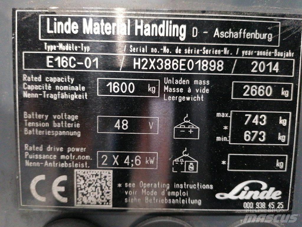 Linde E16C-01 Elektrikli forkliftler