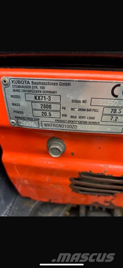 Kubota KX 71-3 Mini ekskavatörler, 7 tona dek