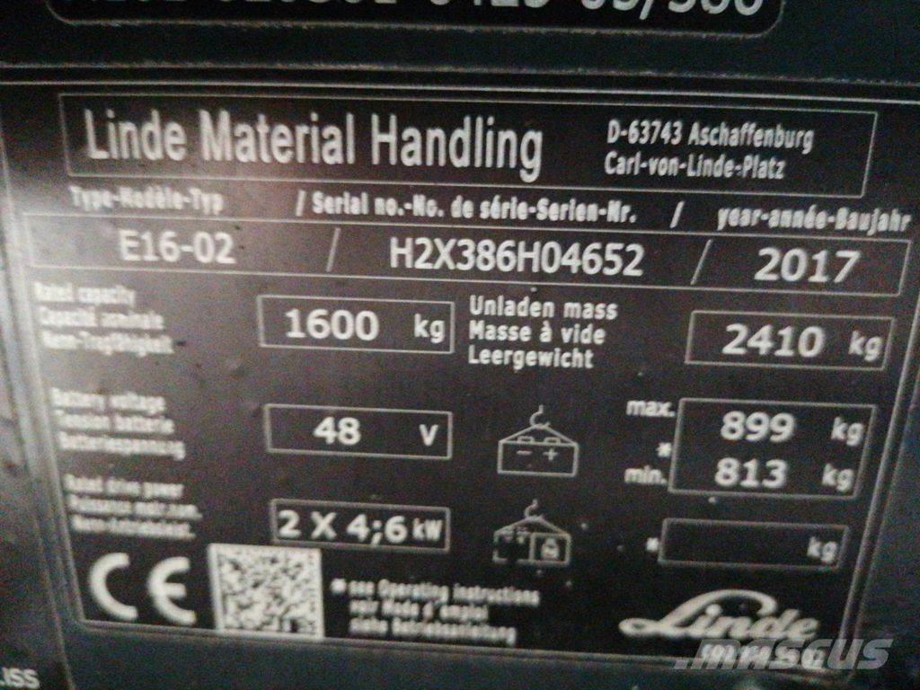 Linde E16-02 Elektrikli forkliftler