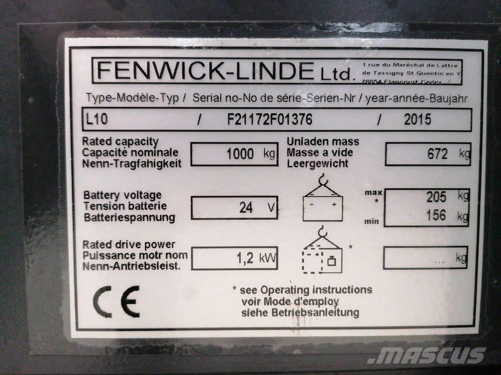 Linde L10 Yaya kumandali istif makinasi