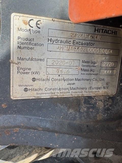 Hitachi ZX 26 U-6 CR Mini ekskavatörler, 7 tona dek