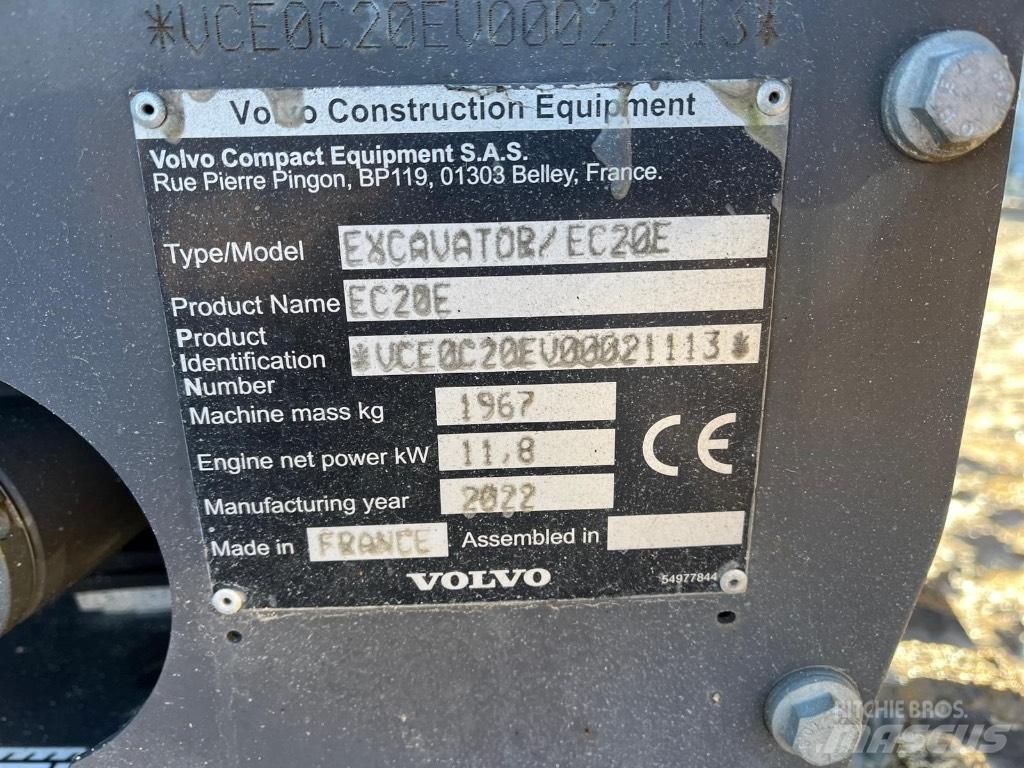 Volvo EC 20 E Mini ekskavatörler, 7 tona dek