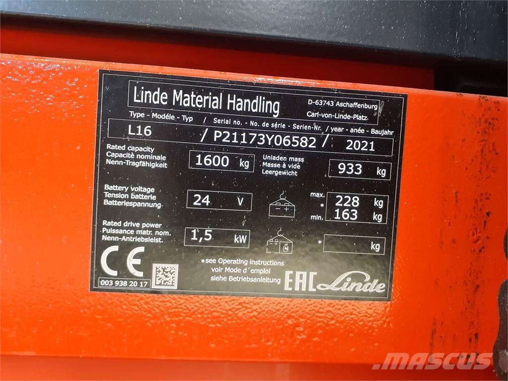 Linde L16i Yaya kumandali istif makinasi