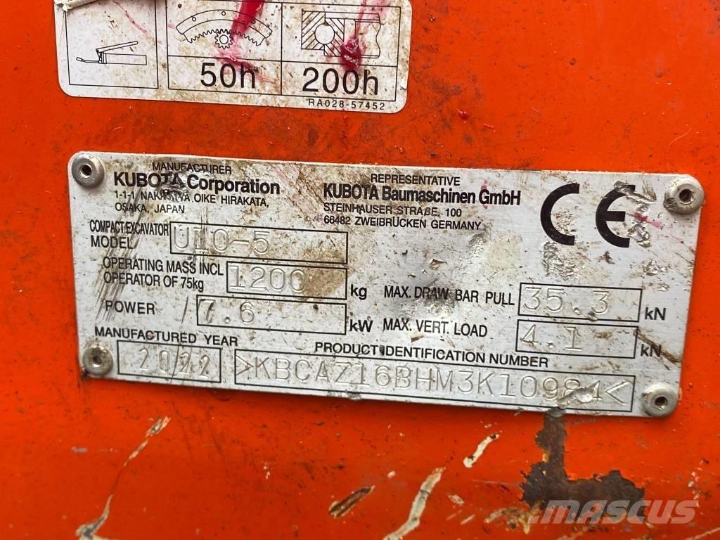 Kubota u10-5 Mini ekskavatörler, 7 tona dek