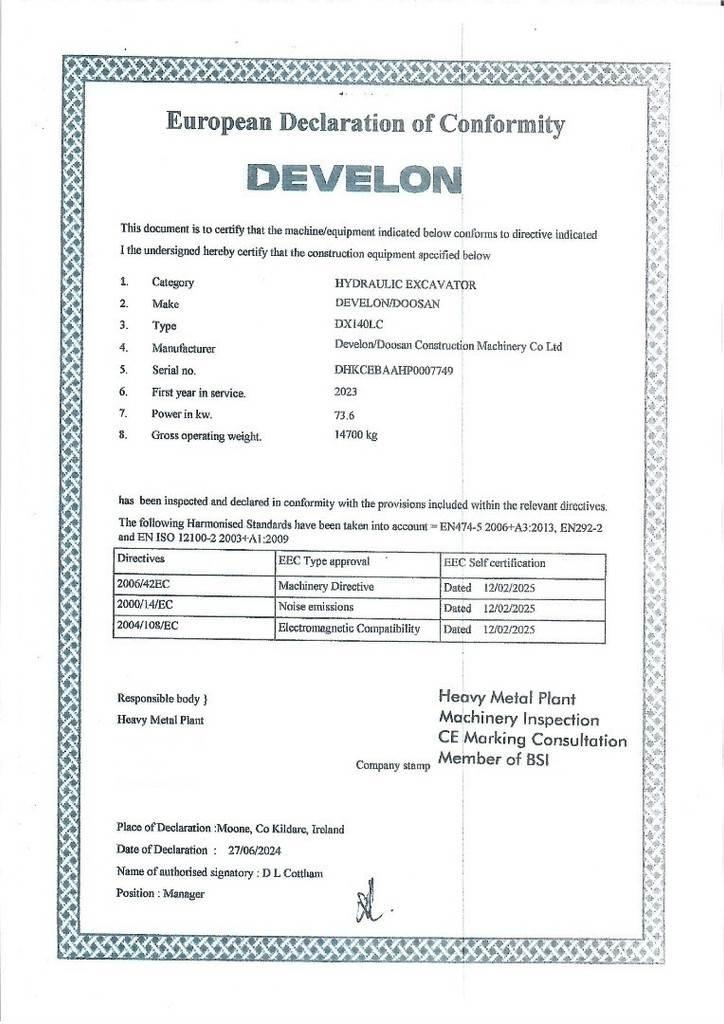 Develon DX140LC Paletli ekskavatörler