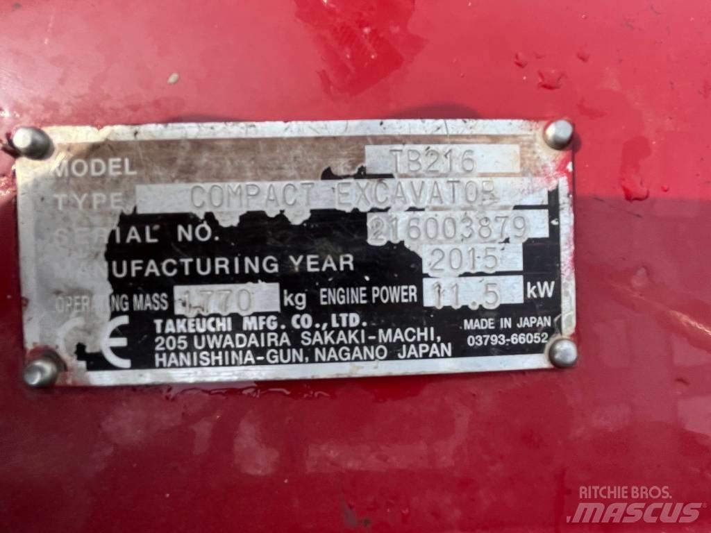 Takeuchi TB 216 Mini ekskavatörler, 7 tona dek