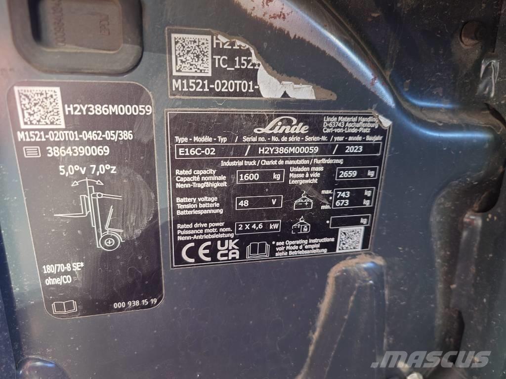 Linde E16C/386-02 Elektrikli forkliftler