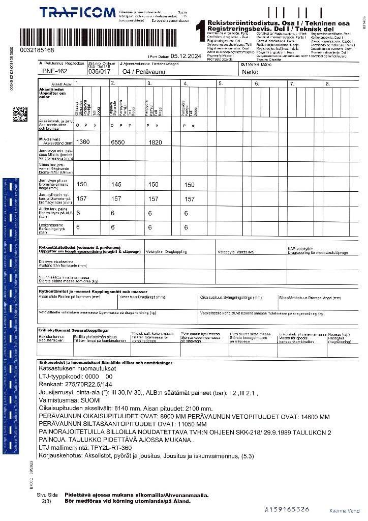 Närko TPY2L-RT-360 Römorklar